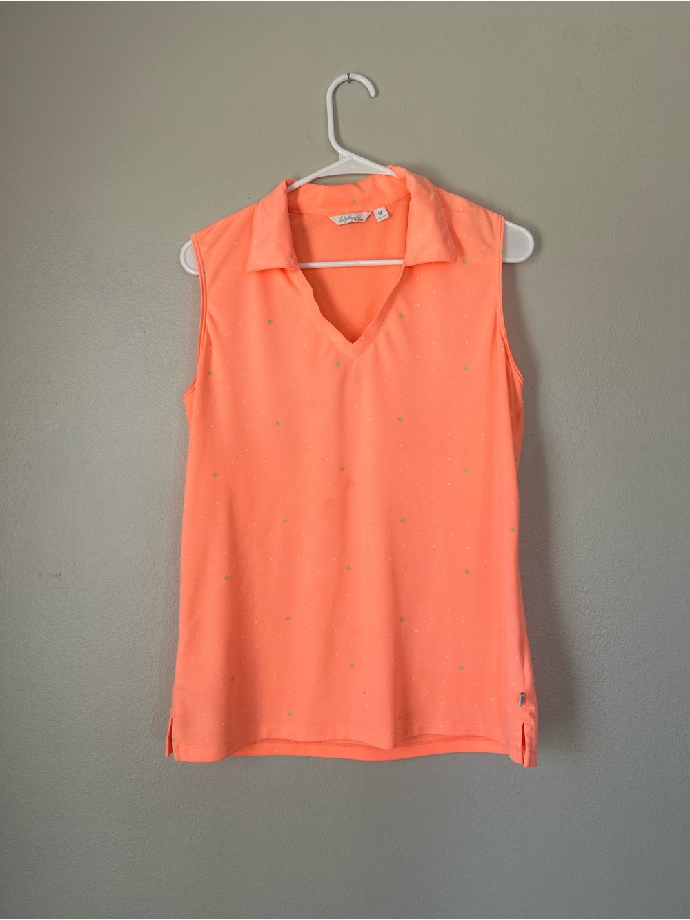 Lady Hagen Orange Sleeveless Polo Tank with V-Neck